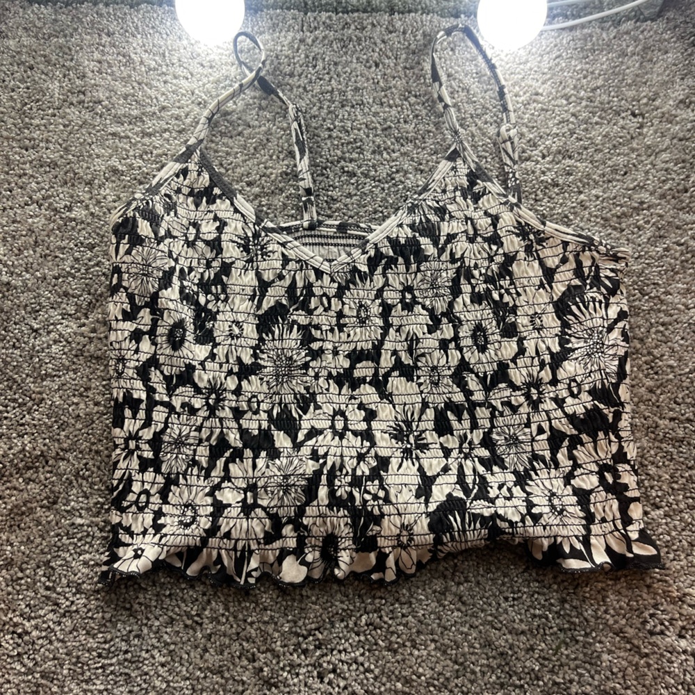 american eagle ribbed flower tank